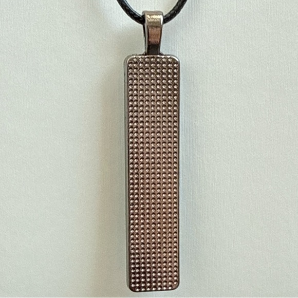 Handmade Teal and Blue Fluid Art Bar Pendant Necklace - Picture 8 of 10